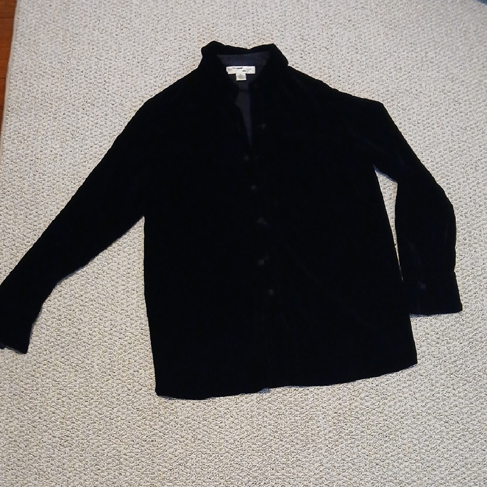 Casual Corner Black Velvet Shirt Size S Excellent Condition